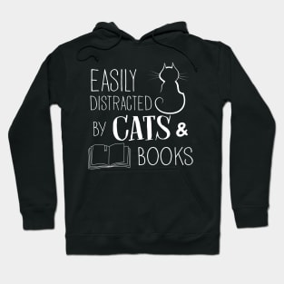 Easily Distracted Cats And Books Hoodie